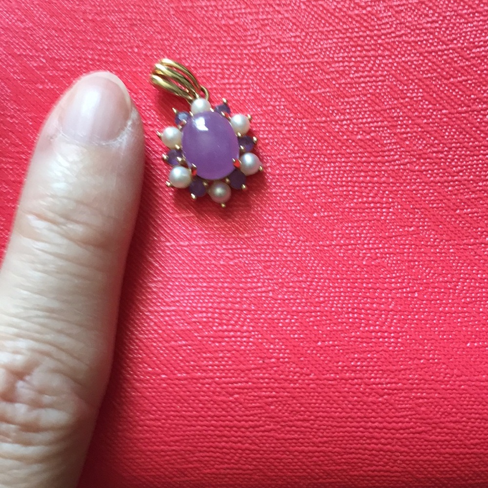 14k jade an Amethyst pendant - Picture 2 of 11